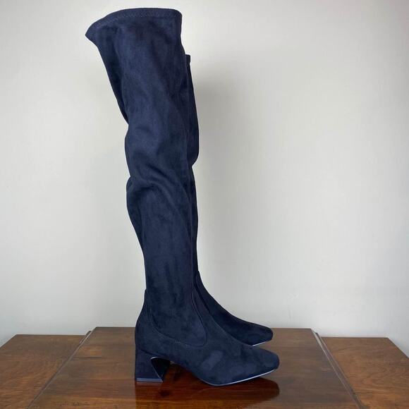 NEW Dream Pair Women's Over The Knee Square Toe Boot Black Size 7.5 - Picture 1 of 10